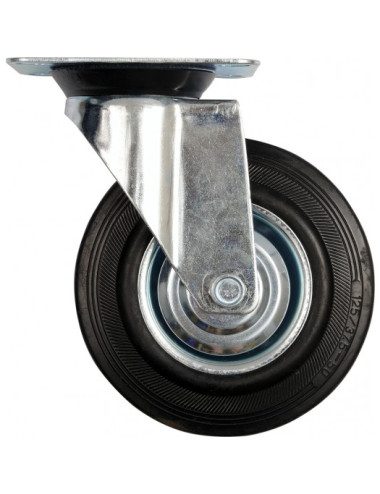 VOREL KOŁO SKRĘTNE CZARNA GUMA 125mm