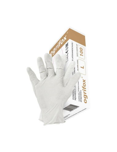 RĘKAWICE WINYLOWE PUDROWANE 100szt. OGRIFOX S GOSPODARCZE I OCHRONNE
