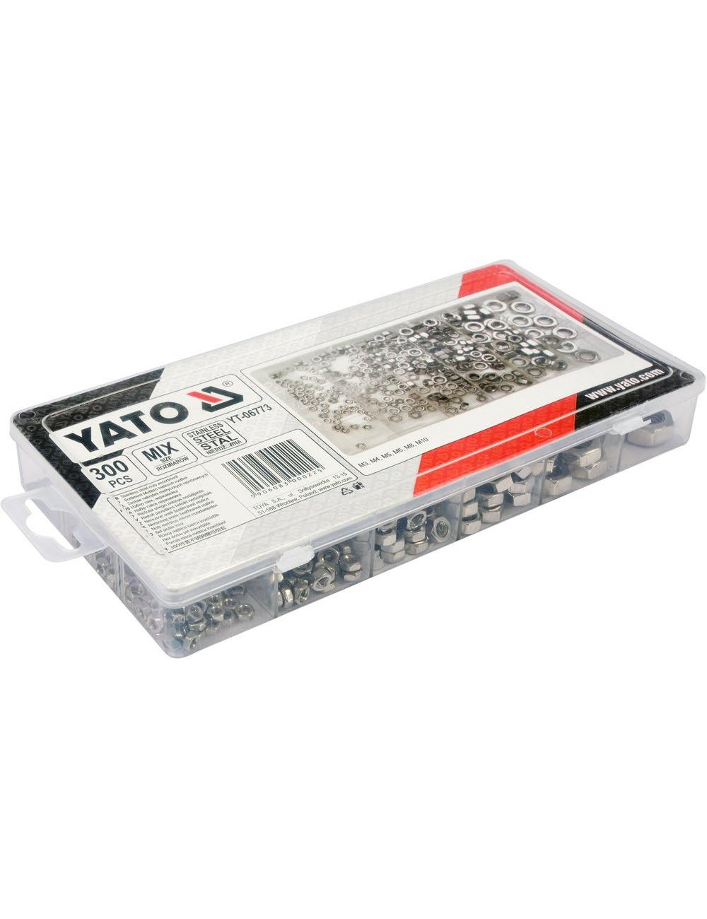 YATO NAKRĘTKI NIERDZEWNE METRYCZNE 300szt.MIX M3,M4,M5,M6,M8,M10