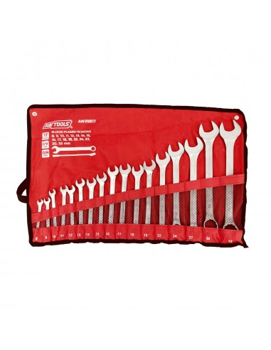 AWTOOLS KLUCZ KOMPLET PŁASKO-OCZKOWE 17szt. /8mm-32mm