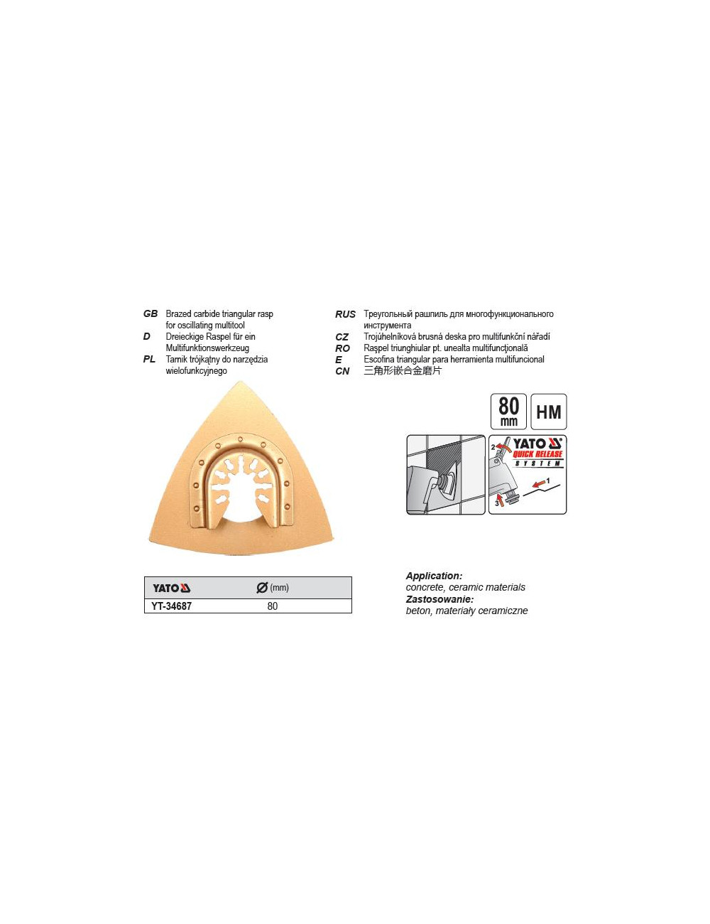 YATO TARNIK TRÓJKĄTNY DO NARZ.WIELOFU.