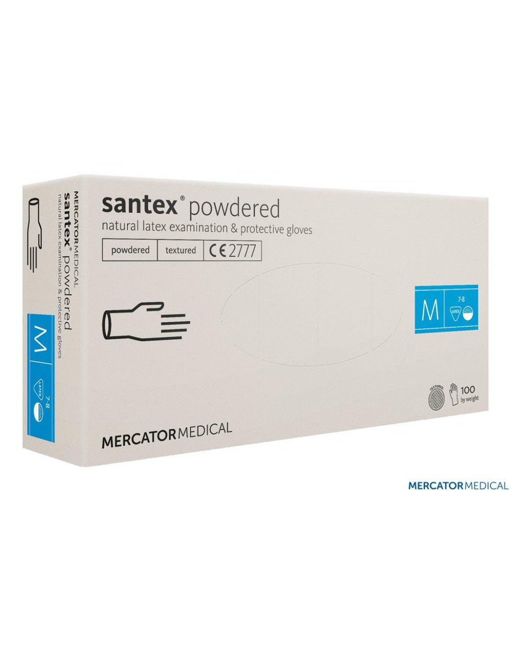 RĘKAWICE LATEKSOWE PUDROWANE 100szt. SANTEX M DIAGNOSTYCZNE