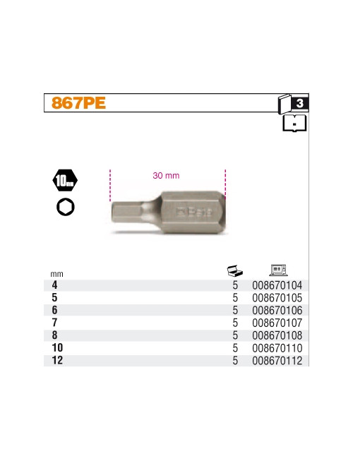 BETA KOŃCÓWKA IMBUS 12x30mm 6-KĄT.10mm