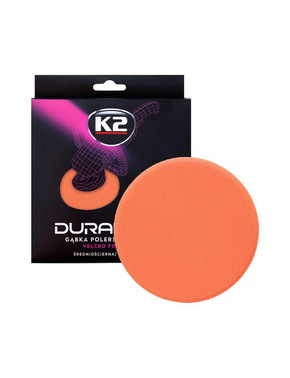 K2 GĄBKA ŚREDNIOŚCIERNA, TWARDA. DURAFLEX - POMARAŃCZOWA GĄBKA POLERSKA NA RZEP