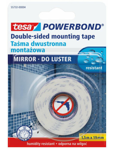 TESA TAŚMA DWUSTRONNA POWERBOND 1,5m x 19mm DO LUSTER