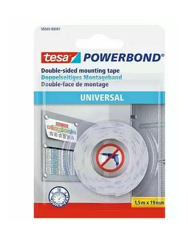 TESA TAŚMA DWUSTRONNA POWERBOND 1,5m x 19mm UNIWERSALNA