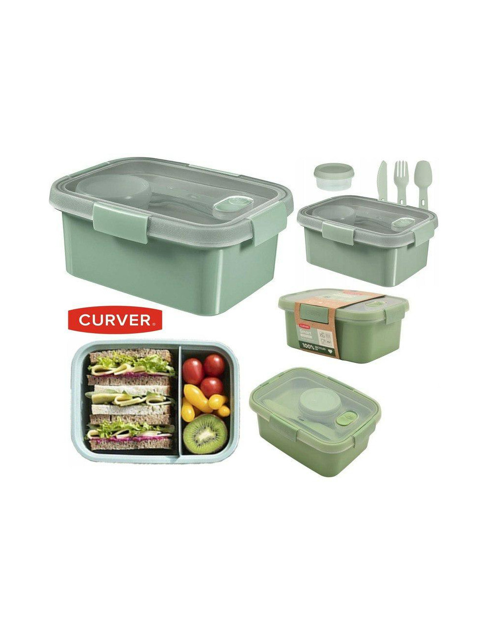 CURVER POJEMNIK NA ŻYWNOŚĆ PROSTOKĄTNY LUNCH KIT 1,2L /ZIELONY