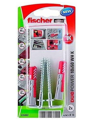 FISCHER KOŁEK DUOPOWER 10x50 Z HAKIEM PROSTYM /2szt.