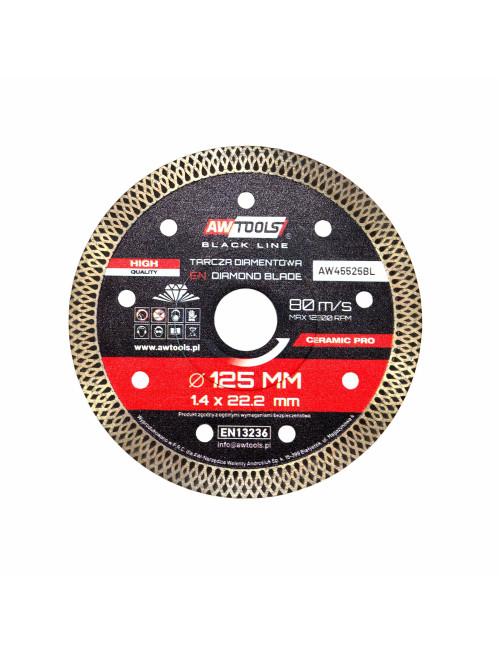AWTOOLS TARCZA DIAMENTOWA GR.125x22,2 / PEŁNA CERAMIC PRO BLACK LINE