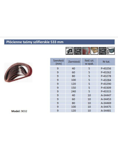 MAKITA PASY BEZK. 9* 533 gr. 80 5szt. 9032