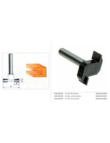 CONDOR FREZ DO DREWNA 8x32x10x9,4mm 806. DO ROWKÓW, BEZ ŁOŻYSKA.