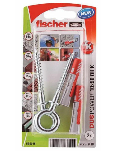 FISCHER KOŁEK DUOPOWER 10x50 Z HAKIEM OCZKOWYM /2szt.
