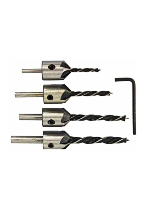 WIERTŁA DO DREWNA Z POGŁĘBIACZEM 3-6mm 5szt. SILVER