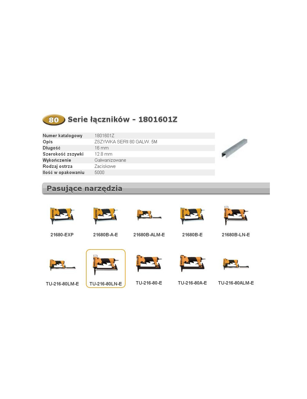 BOSTITCH ZSZYWKI 80 16mm 5M szer 12,8mm