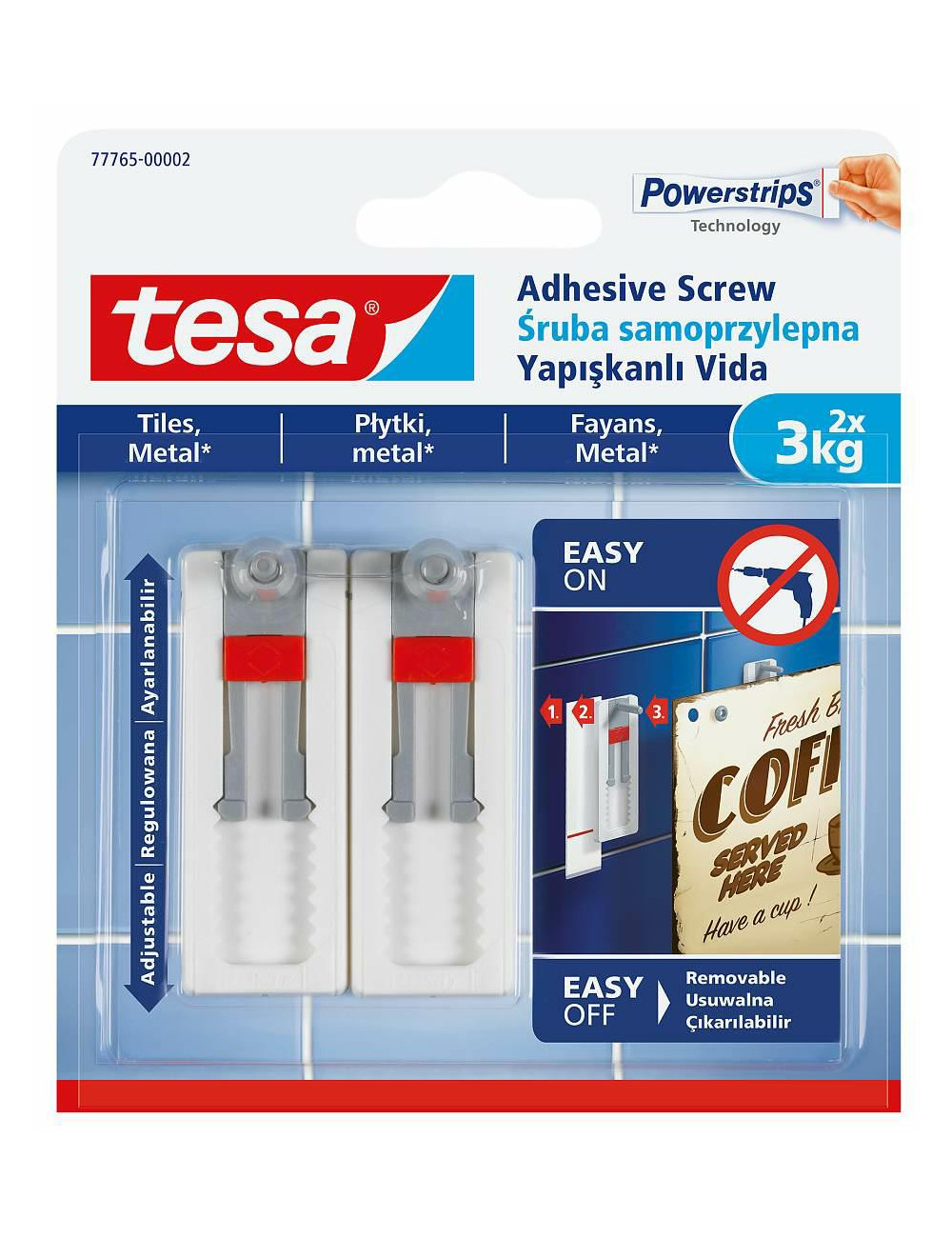 TESA ŚRUBA SAMOPRZYLEPNA DO PŁYTEK 3KG /REGULOWANA