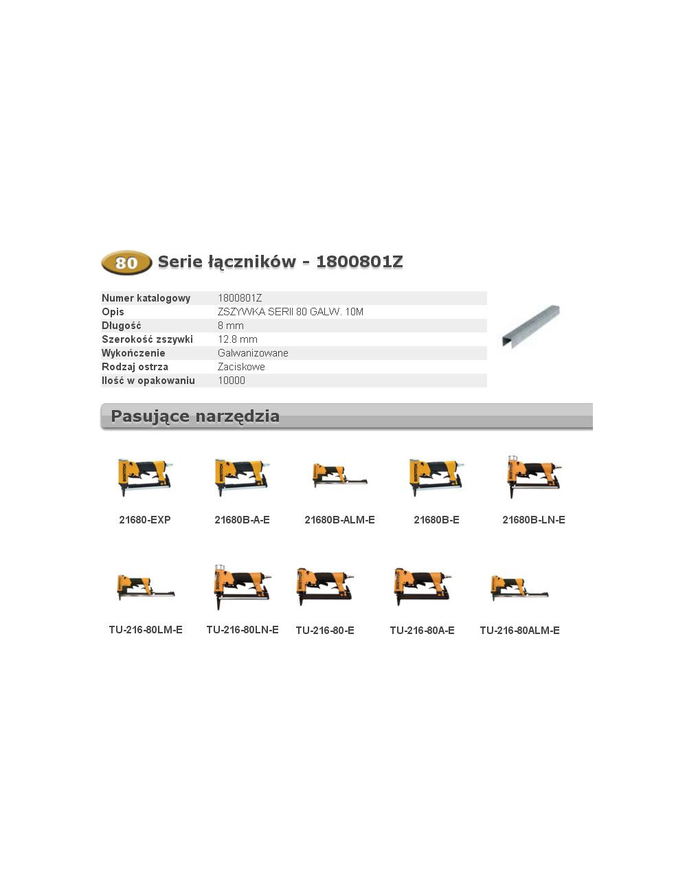 BOSTITCH ZSZYWKI 80 8mm 10M szer 12,8mm
