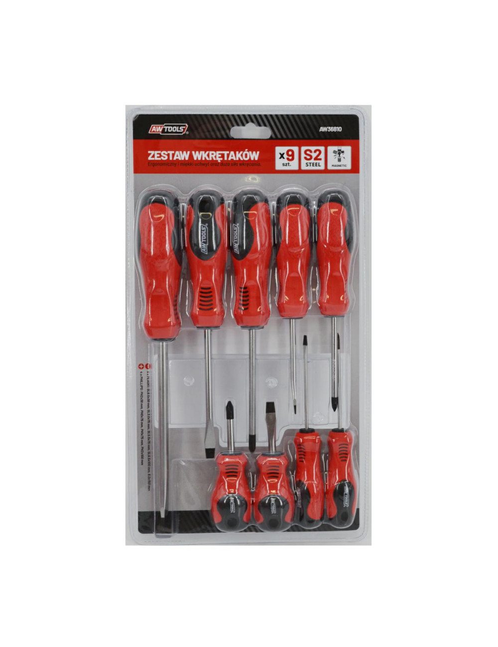 AWTOOLS ZESTAW WKRĘTAKÓW BLISTER S2 / 9szt.