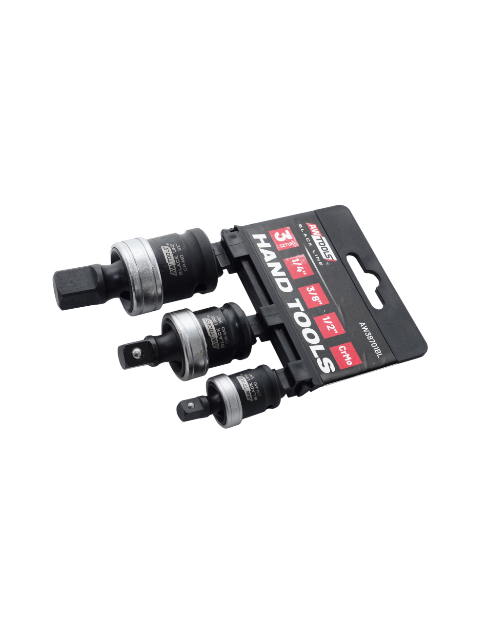 AWTOOLS PRZEGUB KULISTY UDAROWY Cr-Mo kpl. 1/4" 3/8" 1/2" BLACK LINE