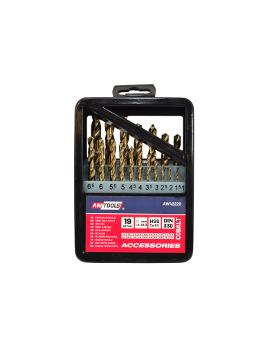 AWTOOLS WIERTŁO METAL KOBALT KPL.19szt/1,0-10,0mm