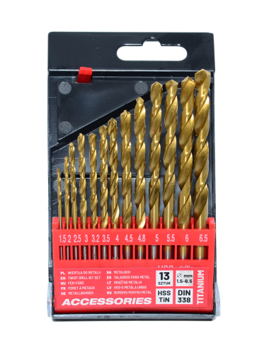 AWTOOLS WIERTŁO METAL TYTAN KPL. 13szt./1,5-6,5mm/