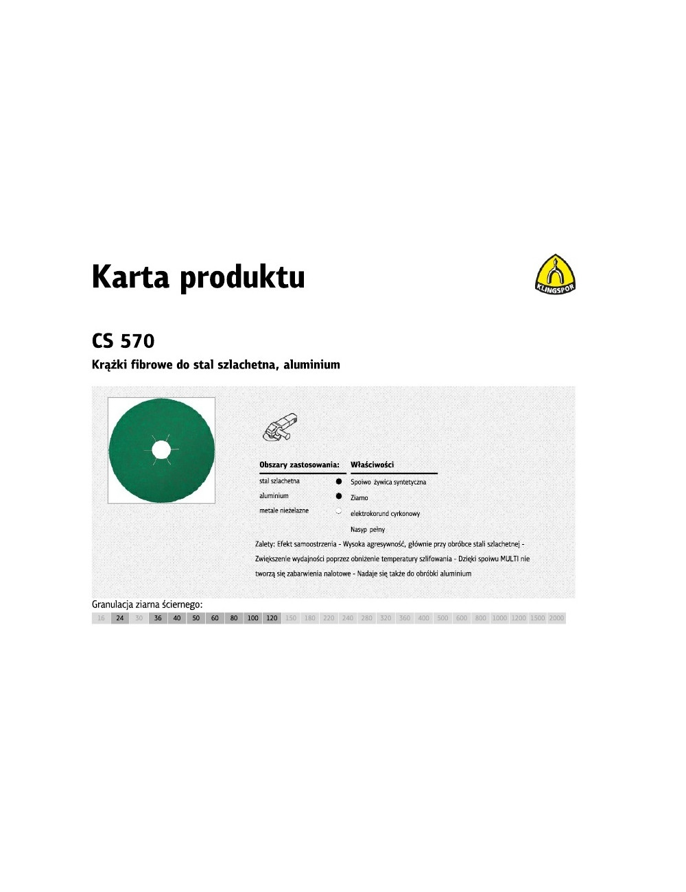 K.FIBRA KRĄŻEK 125 gr. 80 CS570 /25szt INOX, CYRKONOWA.