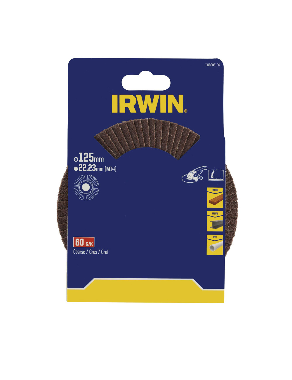 IRWIN ŚCIERNICA LISTKOWA 125mm x 22,23mm P 60