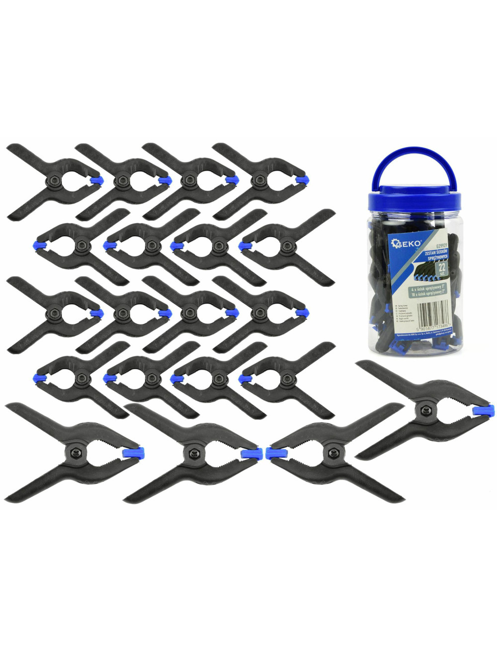 ZESTAW ŚCISKÓW SPRĘŻYNOWYCH 22el. GEKO