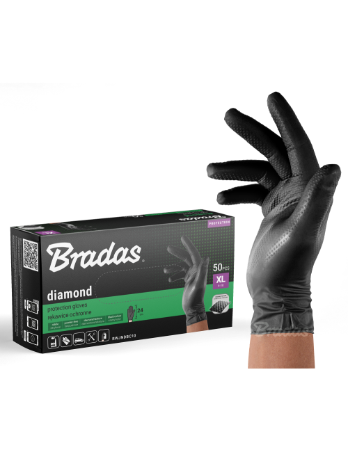 RĘKAWICE NITRYLOWE DIAMOND CZARNE XL 9-10 /50szt.