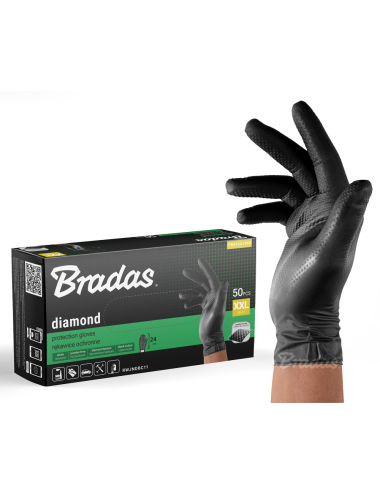 RĘKAWICE NITRYLOWE DIAMOND CZARNE XXL 10-11 /50szt.