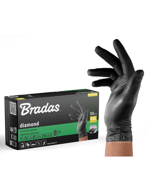 RĘKAWICE NITRYLOWE DIAMOND CZARNE XXL 10-11 /50szt.