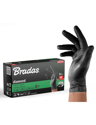 RĘKAWICE NITRYLOWE DIAMOND CZARNE M 7-8 /50szt.