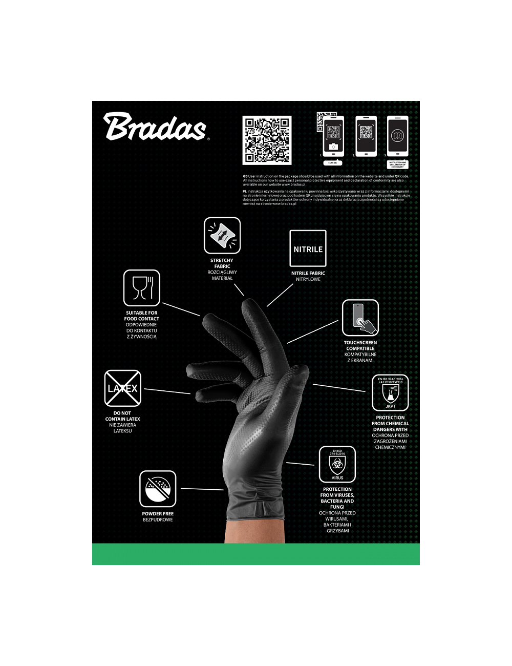 RĘKAWICE NITRYLOWE DIAMOND CZARNE L 8-9 /50szt.