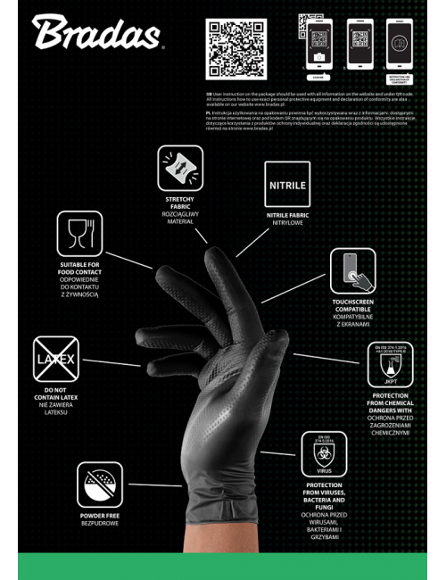 RĘKAWICE NITRYLOWE DIAMOND CZARNE L 8-9 /50szt.