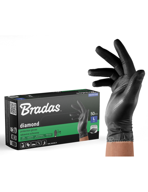 RĘKAWICE NITRYLOWE DIAMOND CZARNE L 8-9 /50szt.