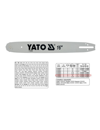 YATO PROWADNICA ŁAŃCUCHA 40cm (16") 3/8"P