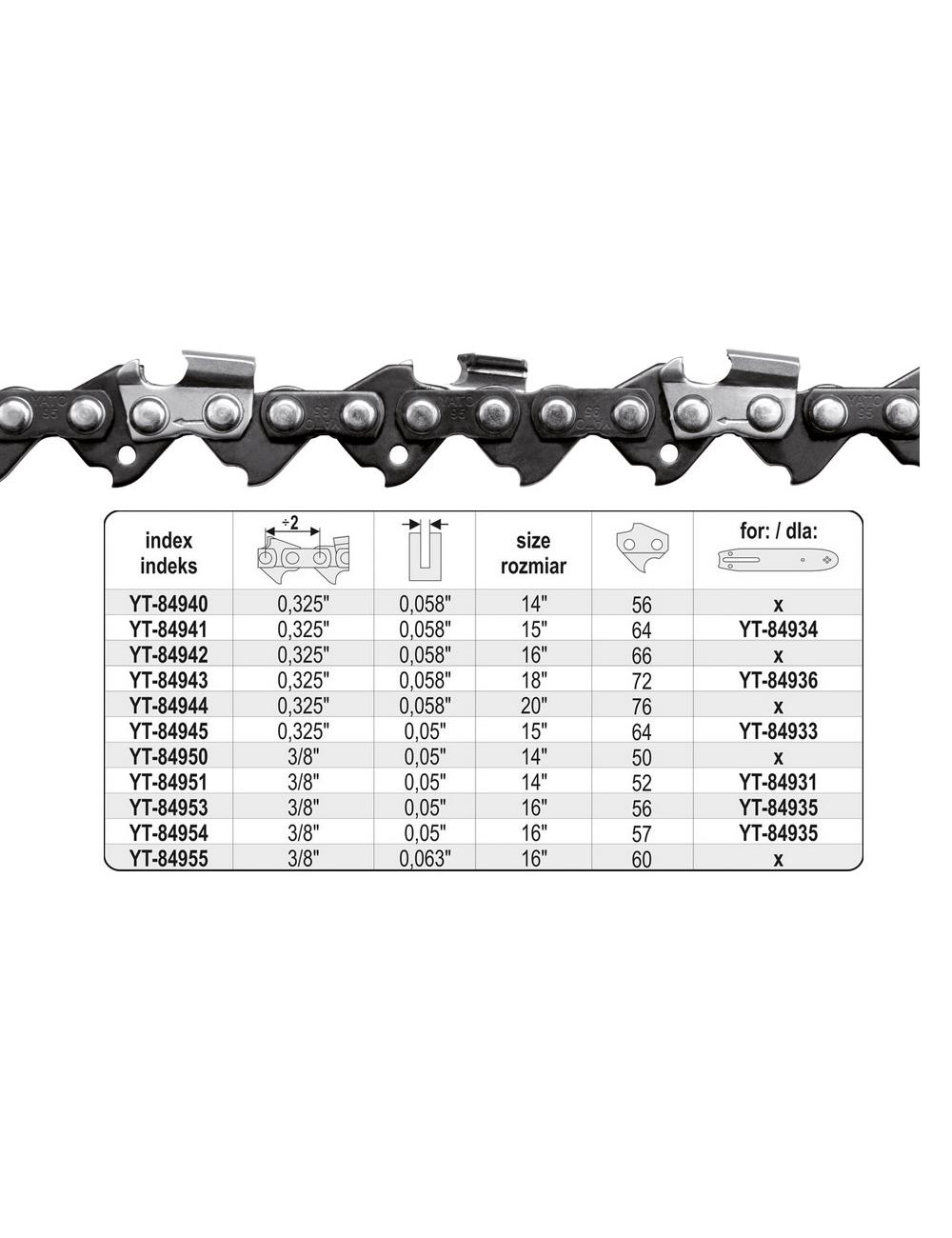 YATO ŁAŃCUCH TNĄCY 40cm/56/3/8"/1,3