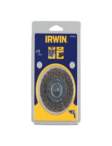 IRWIN SZCZOTKA TARCZOWA Z TRZPIENIEM  75mm x 10mm INOX