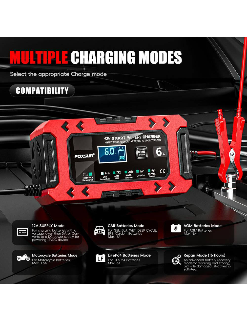 EM PROSTOWNIK FOXSUR 12V 6A LCD