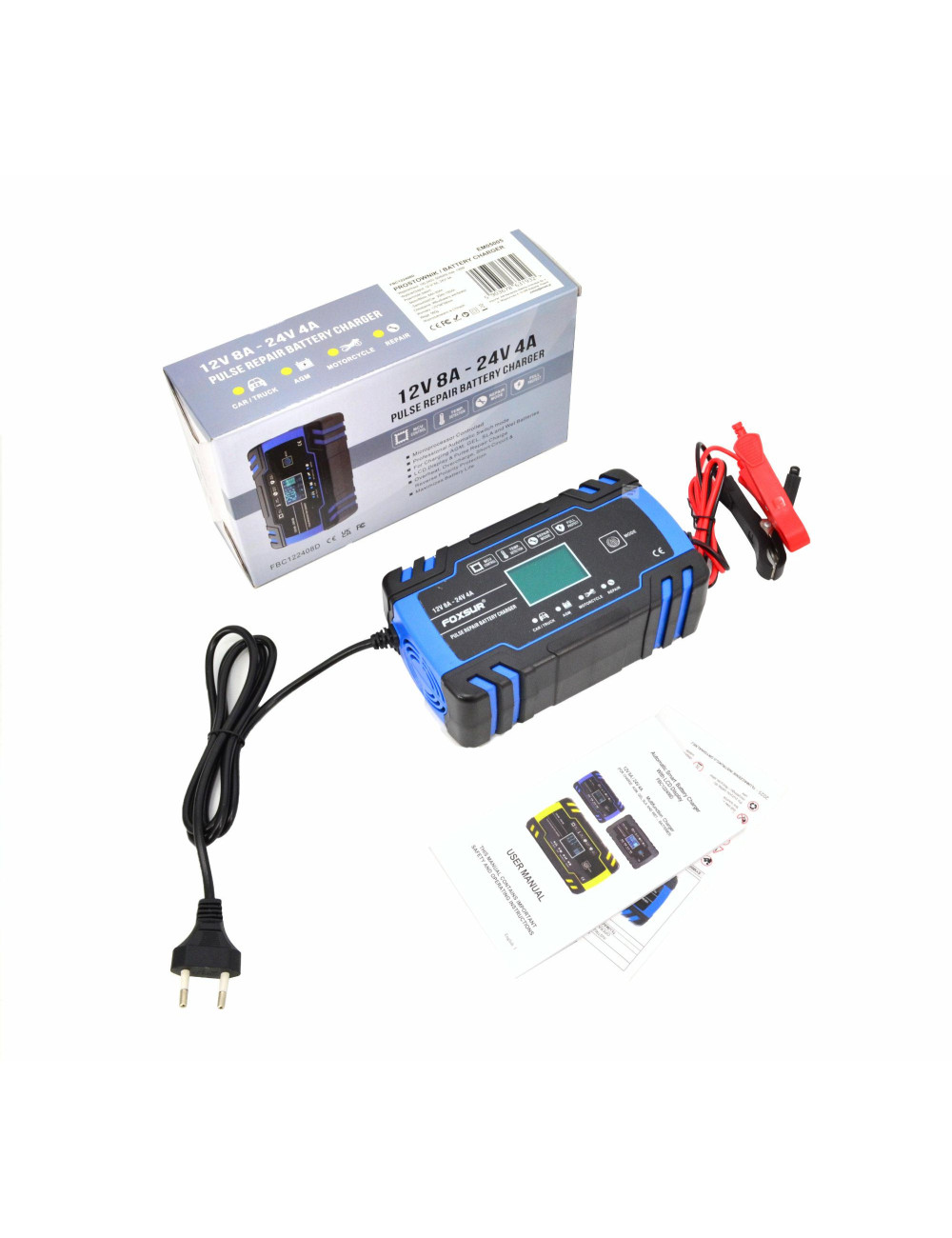 EM PROSTOWNIK FOXSUR 12V&amp;24V 8A LCD