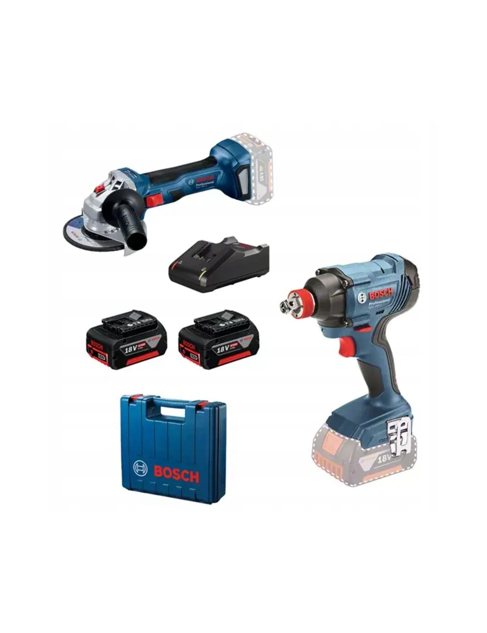 BOSCH ZESTAW ELEKTRONARZĘDZI 18V GDX 180-LI + GWS 180 2x4,0Ah