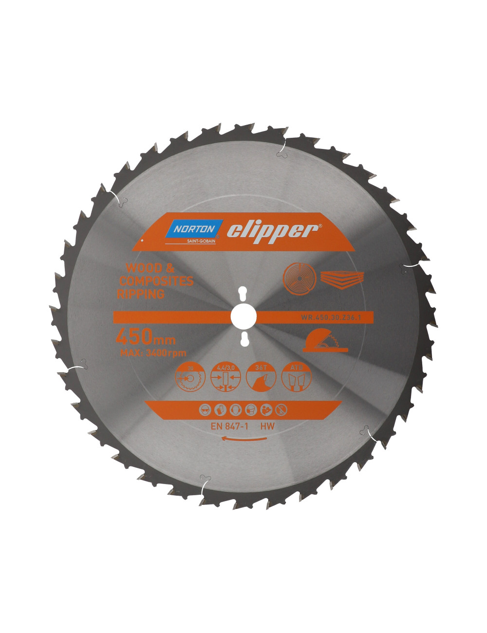 NORTON PIŁA TARCZOWA 450mm x 30mm x 36z PRO WOOD RIPPING (4,4/3,0)