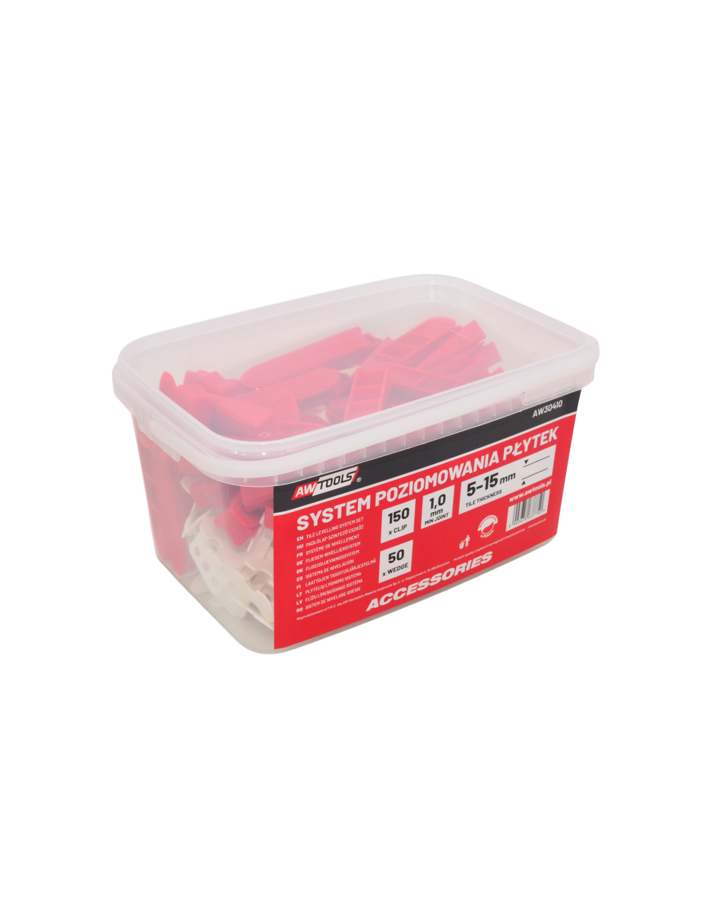 AWTOOLS SYSTEM POZIOMOWANIA BRAMKOWY 1,0mm 150+50szt. (BRAMKA 5-15mm + KLIN)