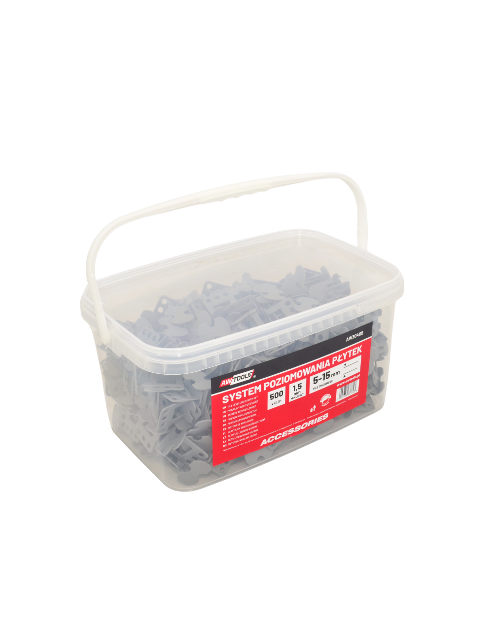 AWTOOLS SYSTEM POZIOMOWANIA BRAMKOWY 1,5mm 500szt. (BRAMKA 5-15mm)