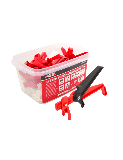AWTOOLS SYSTEM POZIOMOWANIA BRAMKOWY 1,0mm 150+50szt.+SZCZ.REG.(BRAMKA 5-15mm + KLIN + SZCZYPCE)