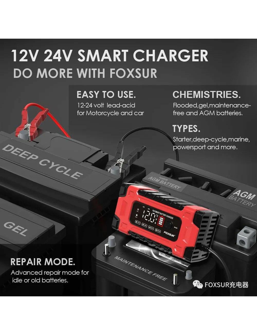 AWTOOLS EM PROSTOWNIK FOXSUR 12V&amp;24V 10A LCD