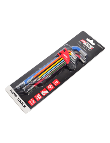 AWTOOLS KLUCZE IMBUSOWE HEX/ 1,5-10,0mm/ 9szt. KOLOR KULA DŁUGIE BLACK LINE