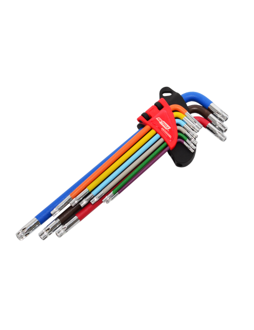 AWTOOLS KLUCZE IMBUSOWE TORX/ T10-T50/ 9szt. KOLOR BARDZO DŁUGIE