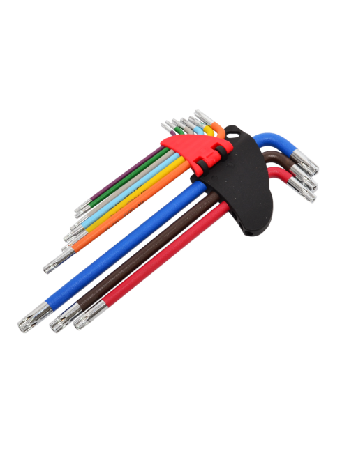 AWTOOLS KLUCZE IMBUSOWE TORX/ T10-T50/ 9szt. KOLOR BARDZO DŁUGIE