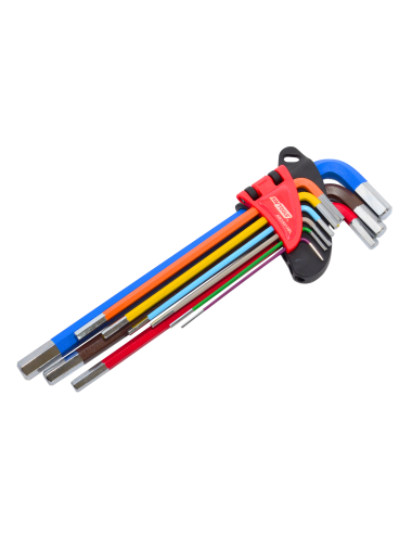 AWTOOLS KLUCZE IMBUSOWE HEX/ 1,5-10,0mm/9szt. KOLOR DŁUGIE BLACK LINE