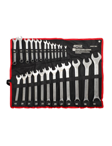 AWTOOLS KLUCZ PŁASKO-OCZKOWY KPL.25szt. /6mm-36mm /BLACK LINE